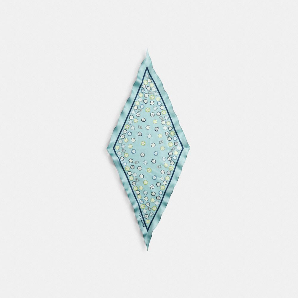 Coach 🆕 Waterfall Tea Rose Print Silk Diamond Scarf - Picture 3 of 4